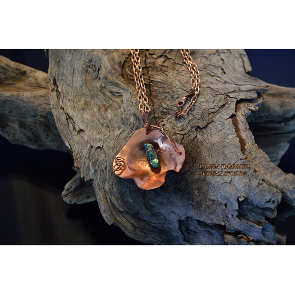 Forged copper pendant