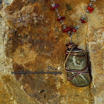 Hand wired Septarian ( Dragon Stone ) Pendant Necklace
