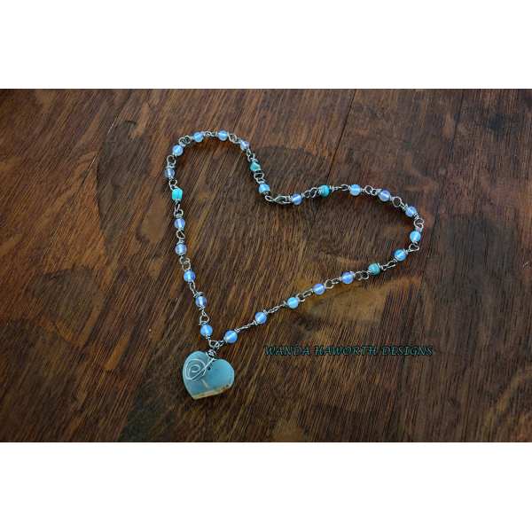 Blue agate heart pendant