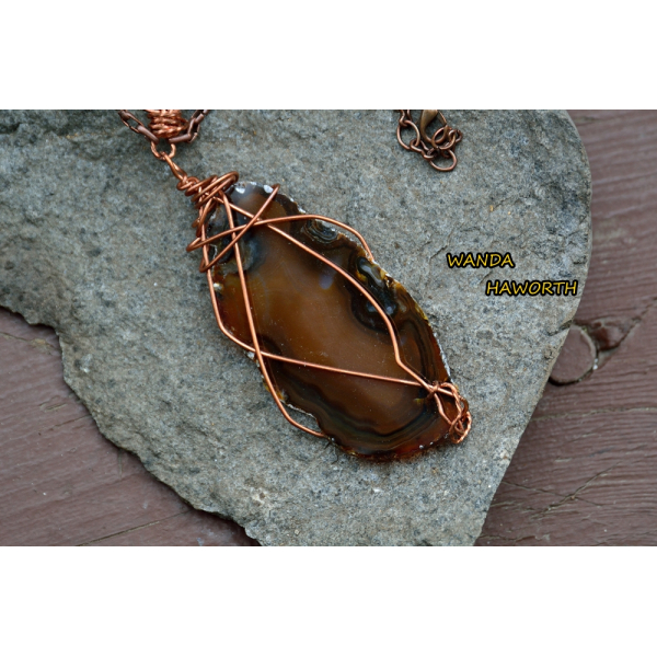 BC brown slab agate pendant necklace