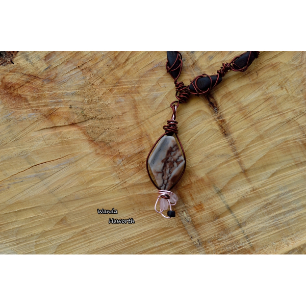 Hand cut BC jasper stone pendant necklace