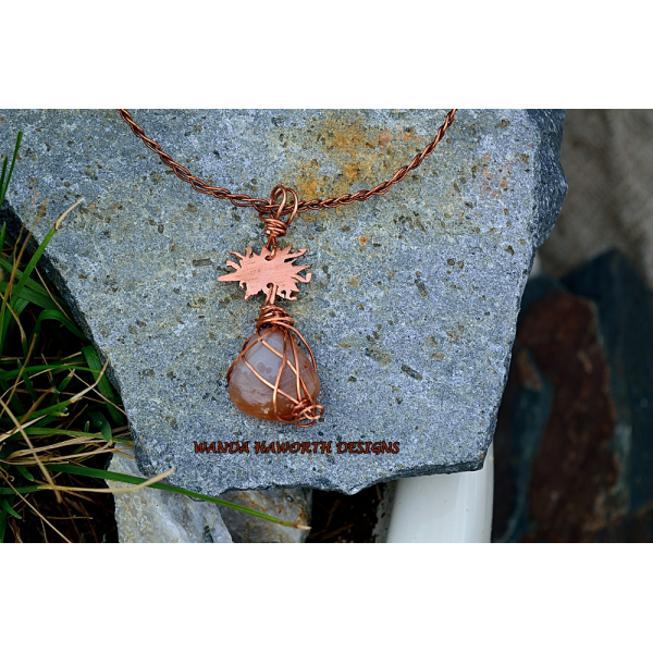 Sunstone and copper choker