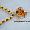 Amber hand wired pendant Freshwater pearl necklace