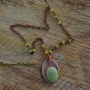 Apple green jade bead accents 18 inch brass curb chain