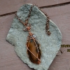 BC hand cut brown slab agate pendant necklace