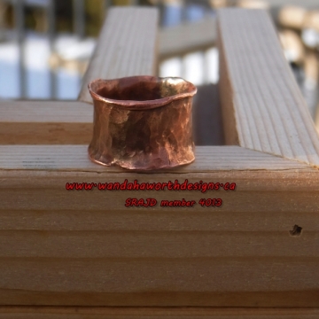 Hand hammered forged copper ribbon ring Solid forged copper ribbon ring