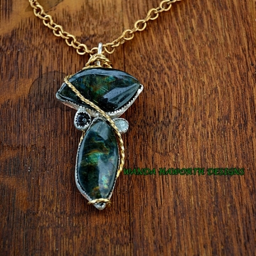 Double Labradorite Pendant / Necklace Silver Bezel Set Copper Backing